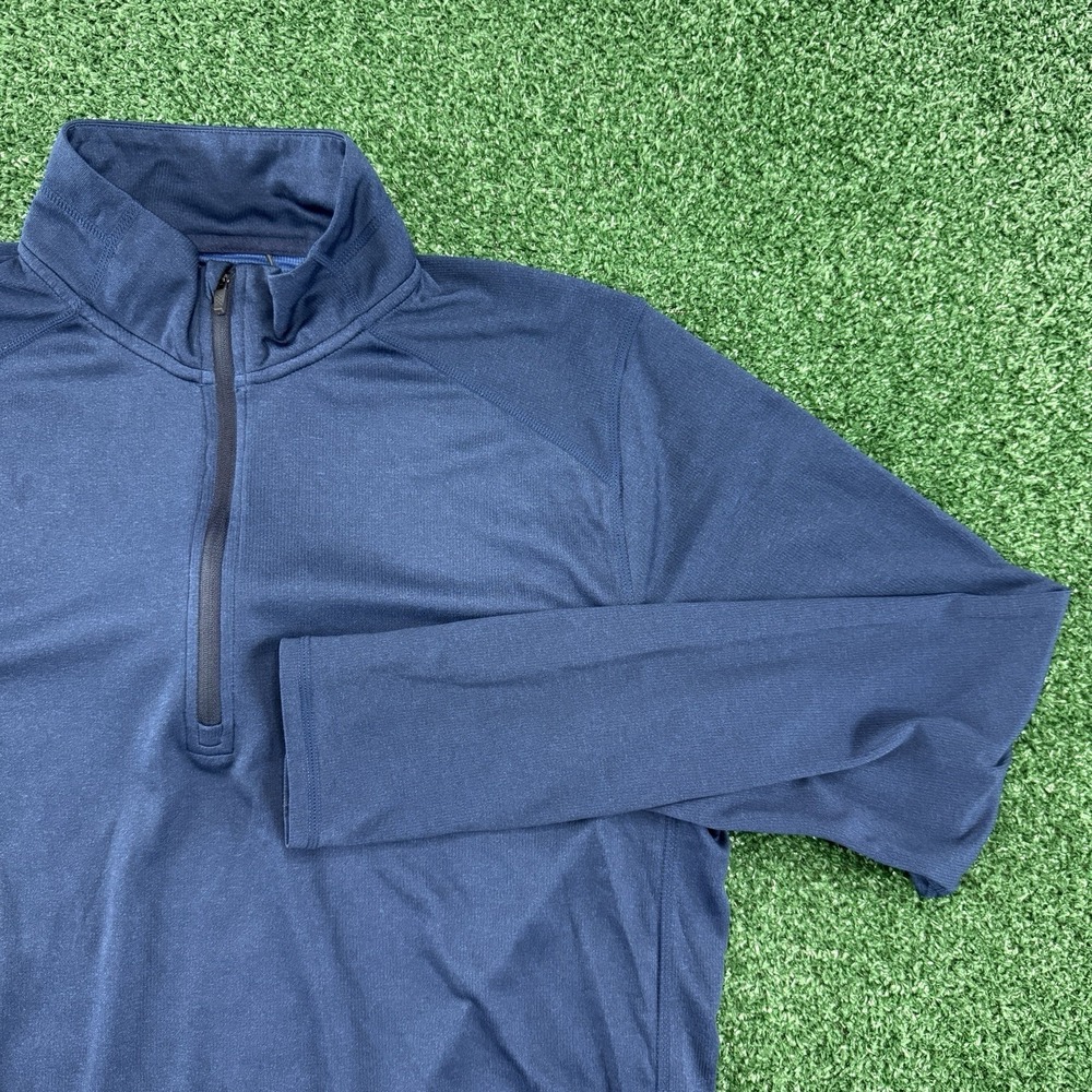 Rhone 1/4 Zip Performance Pullover Men's Long Sleeve Size Large Blue Thumb Holes